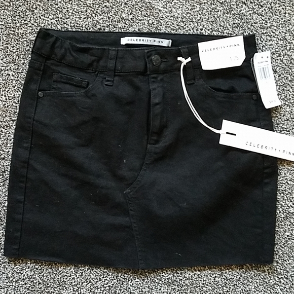Celebrity Pink Dresses & Skirts - Celebrity Pink Raw Hem Jean Mini Skirt